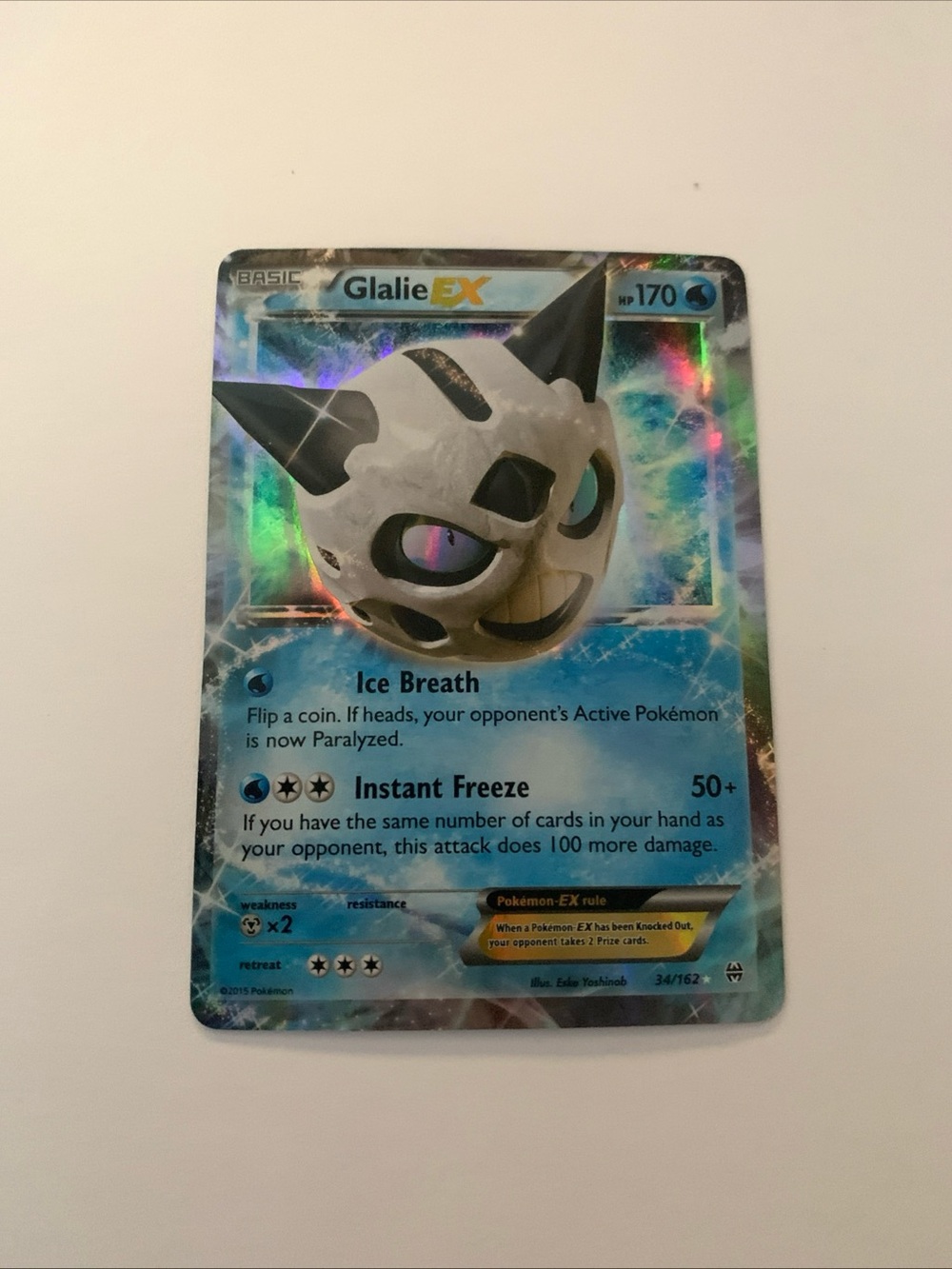 Pokemon Glalie EX Holographic Card - Blue